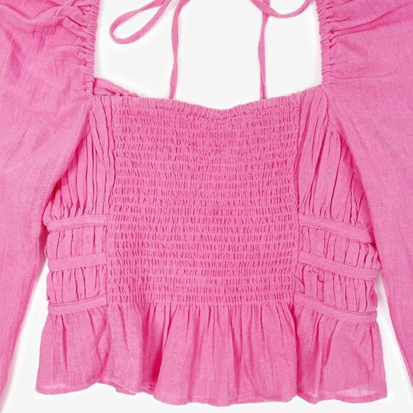 Free People Chloe Top Small Aurora Pink Cotton Barbie Girlcore Coquette Summer - Picture 12 of 16